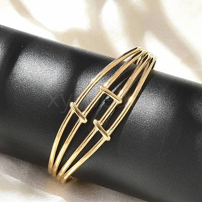304 Stainless Steel Cuff Bangles for Women BJEW-B120-01G-02-1
