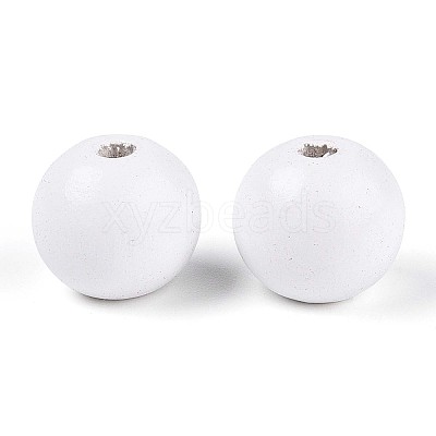 Spray Painted Round Natural Schima Wood Beads WOOD-A018-14mm-30-1