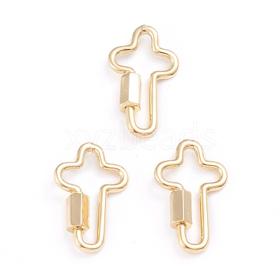 Brass Screw Carabiner Lock Charms ZIRC-I041-04G-1