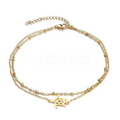 Ion Plating(IP) 304 Stainless Steel Multi-strand Anklets AJEW-AN00332-01-1
