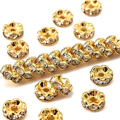 Brass Rhinestone Spacer Beads RB-A014-L7mm-01G-1