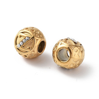 Ion Plating(IP) 304 Stainless Steel Rhinestone European Beads STAS-A092-10Z-G-1