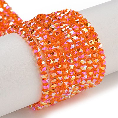 Electroplate Glass Beads Strands GLAA-Q105-02O-1