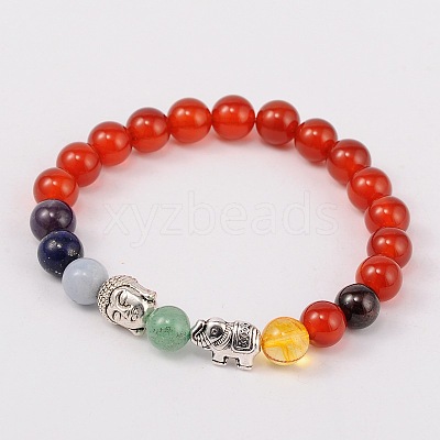Stretch Buddhist Jewelry Multi-Color Gemstone Chakra Bracelets BJEW-JB01690-05-1