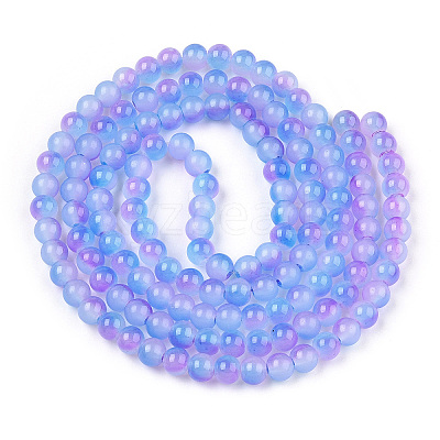 Baking Paint Imitation Jade Glass Round Bead Strands X1-DGLA-N003-10mm-01-1