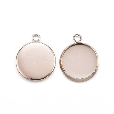 Ion Plating(IP) 304 Stainless Steel Pendant Cabochon Settings STAS-F143-18RG-1