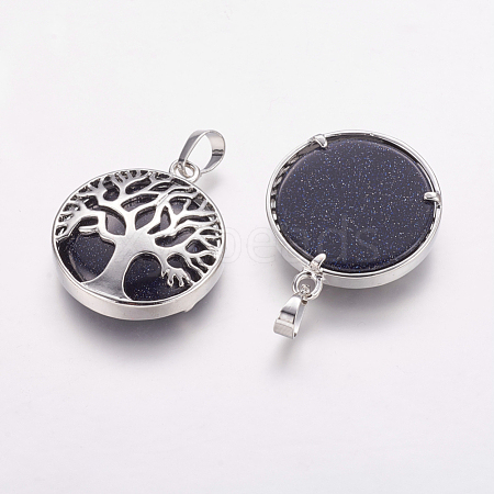 Synthetic Blue Goldstone Pendants G-E388-03P-1