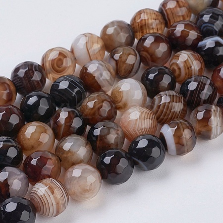 Natural Striped Agate/Banded Agate Beads Strands G-G581-8mm-11-1
