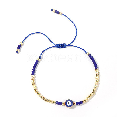 Adjustable Evil Eye Glass Braided Bead Bracelets for Women ZW1974-4-1