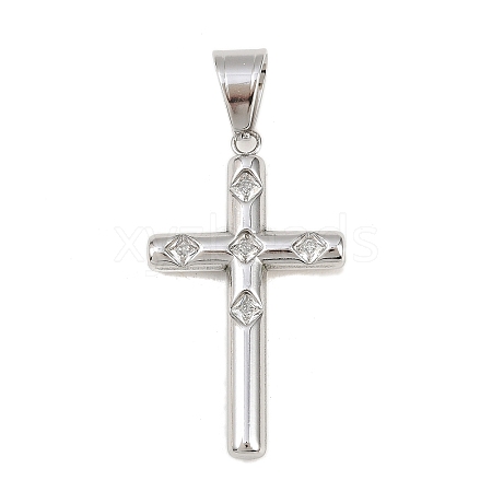 316 Surgical Stainless Steel & Clear Cubic Zirconia Pendants STAS-A137-03B-P-1