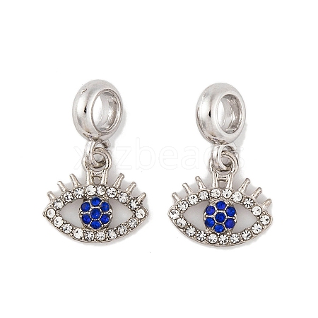 Rack Plating Alloy Crystal & Capri Blue Rhinestone European Dangle Charms FIND-C055-17P-1