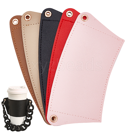 WADORN 5Pcs 5 Colors PU Leather Heat Resistant Reusable Cup Sleeve AJEW-WR0001-58A-1