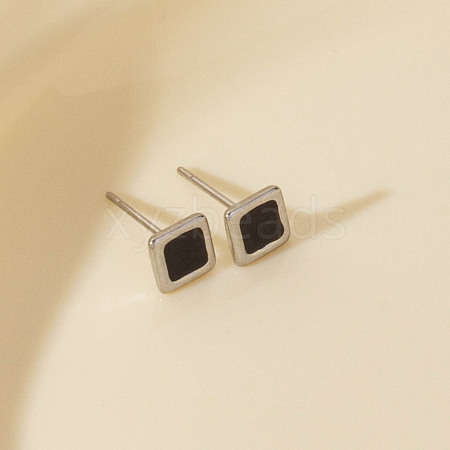 304 Stainless Steel Square Stud Earrings KD5584-1-1