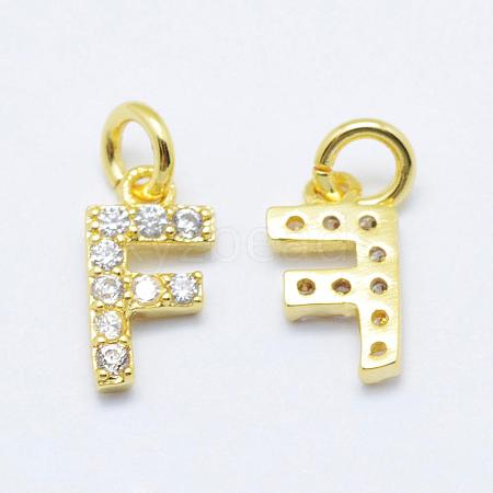 Brass Micro Pave Grade AAA Cubic Zirconia Charms ZIRC-P067-11G-F-NR-1