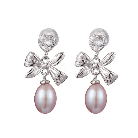 Natural Pearl Ear Studs EJEW-P286-50P-1