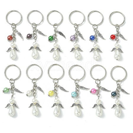 12Pcs 12 Colors Acrylic Imitation Pearl Keychians KEYC-JKC00891-1