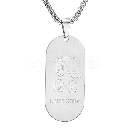 Stainless Ssteel Box Chain Oval with Constellation Pendant Necklaces for Men and Women PW-WG1F1EC-05-1