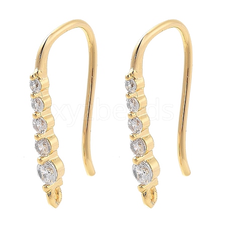 Brass Micro Pave Clear Cubic Zirconia Earring Hooks KK-G516-06G-1