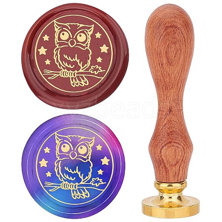 Brass Wax Seal Stamps with Rosewood Handle AJEW-WH0412-0101-1