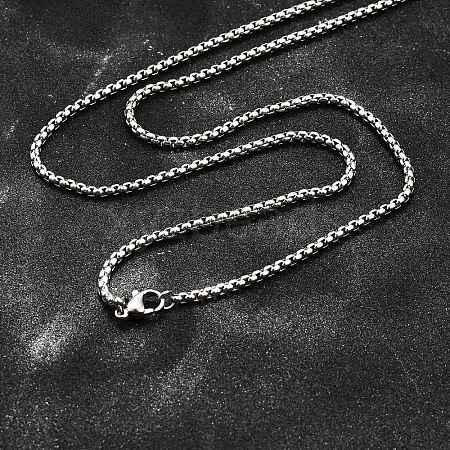 Tarnish Resistant 304 Stainless Steel Box Chain Necklaces X-NJEW-P244-01P-1