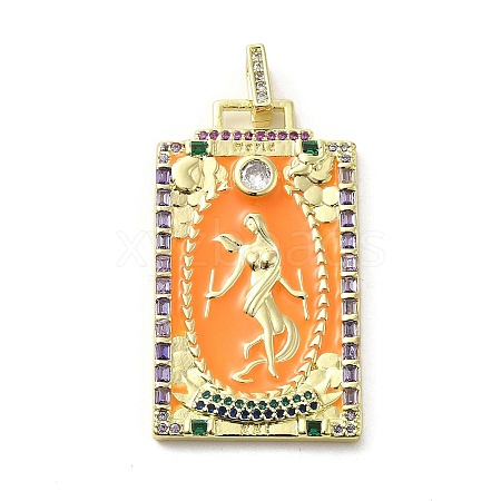 Brass Micro Pave Cubic Zirconia Pendants with Enamel KK-H458-03G-06-1