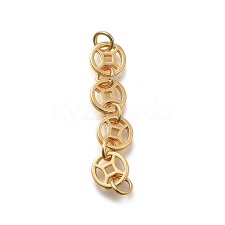 Brass 4 Coins Links Connector Charms KK-K378-68G-1