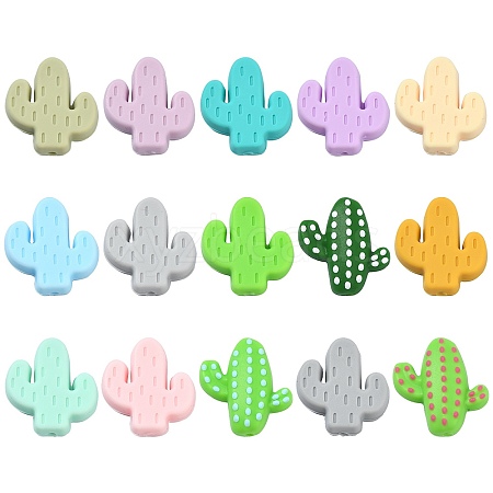 30Pcs 15 Colors Food Grade Eco-Friendly Silicone Beads SIL-CJ0001-09-1