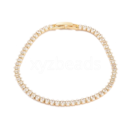 Brass Pave Clear Cubic Zirconia Horse Eye Link Bracelets BJEW-YWC0002-03A-G-1