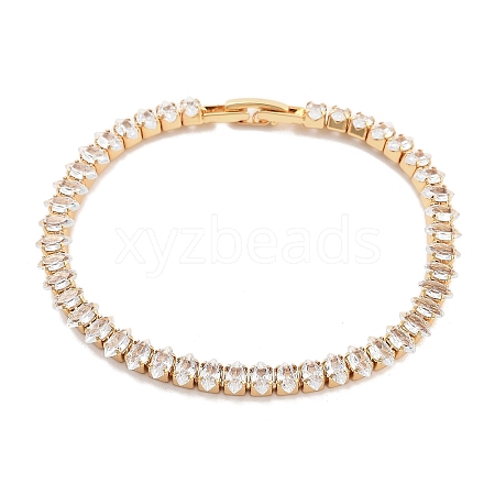 Brass Pave Clear Cubic Zirconia Horse Eye Link Bracelets BJEW-YWC0002-03B-G-1