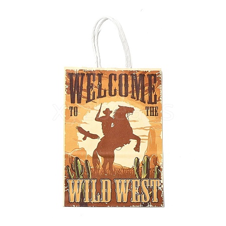 Cowboy Series Printed Kraft Paper Tote Bags ABAG-B006-02A-1