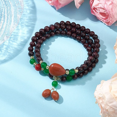 Natural Mixed Gemstone Beads Stretch Bracelets for Women Men BJEW-JB11410-1