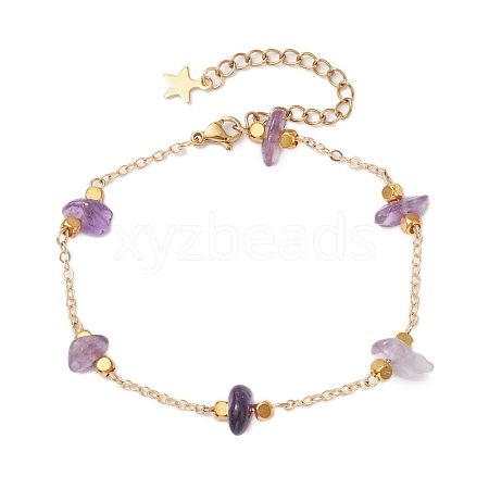 Natural Amethyst Beaded Bracelets BJEW-JB11310-01-1