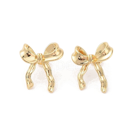 Bowknot Brass Stud Earrings EJEW-S231-02G-01-1