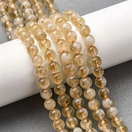 Heated Natural Citrine Beads Strands G-D323-A01-6mm-B-1