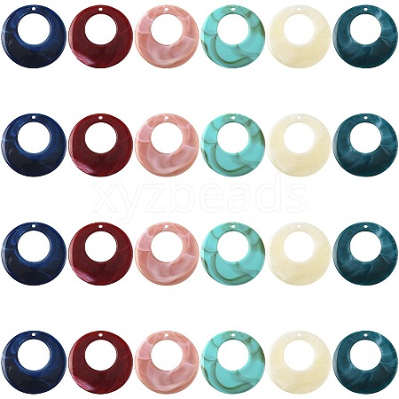 24Pcs 6 Colors Acrylic Pendants OACR-FS0002-66-1