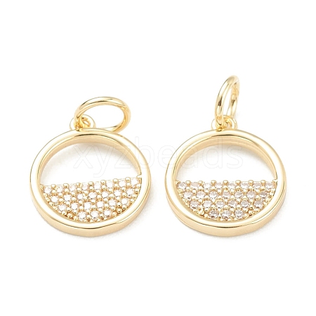 Brass Micro Pave Clear Cubic Zirconia Charms ZIRC-B010-33G-1