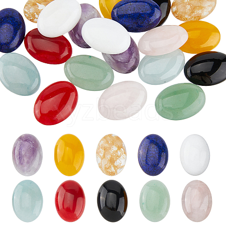 20Pcs 10 Styles Natural & Synthetic Mixed Gemstone Cabochons G-FH0002-56-1