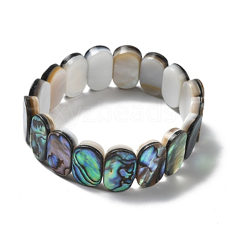Natural Abalone Shell/Paua Shell Stretch Bracelets BJEW-L613-24-01-1
