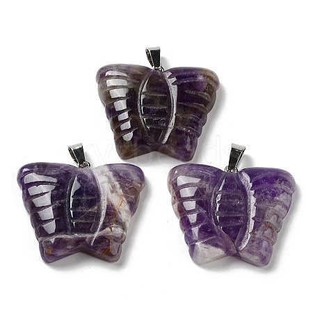 Natural Amethyst Carved Pendants G-B067-01B-1