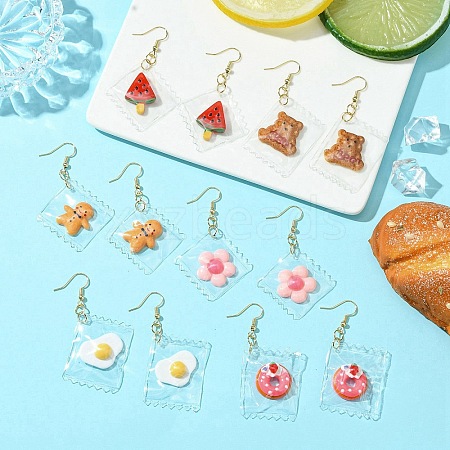 Resin Dangle Earrings EJEW-JE06292-1