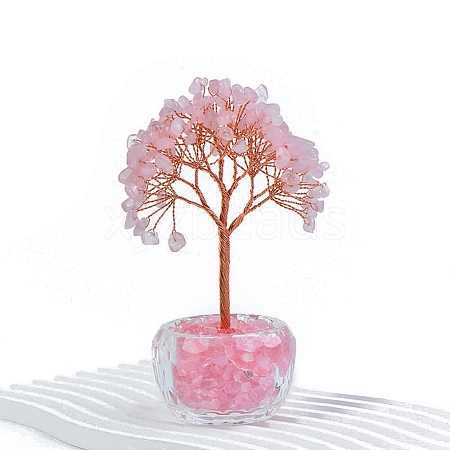 Natural Rose Quartz Chips Tree Decorations PW-WG40737-03-1