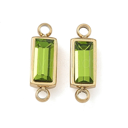 Birthstone 304 Stainless Steel Rhinestone Connector Charms STAS-L022-576G-01-1