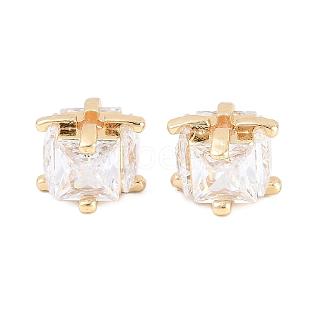 Brass Clear Cubic Zirconia Beads KK-B186-21B-G-1