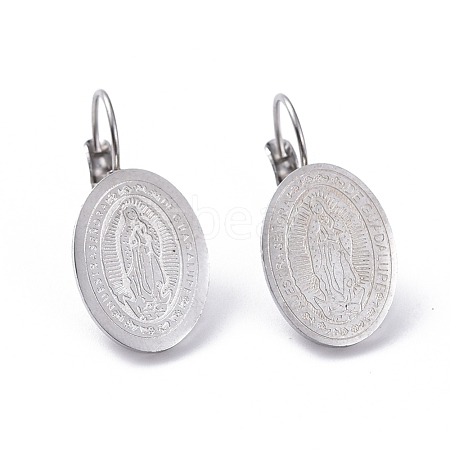 Tarnish Resistant Religion Theme 304 Stainless Steel Leverback Earrings EJEW-I239-06A-P-1