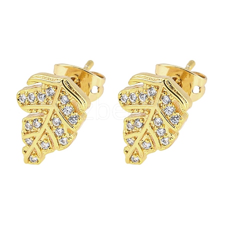 Brass Micro Pave Cubic Zirconia Ear Studs EJEW-P261-28B-G-1