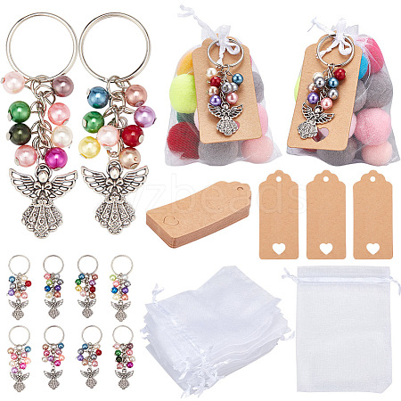 BENECREAT 20Pcs Acrylic Beads & Angel Alloy Pendant Keychain DIY-BC0009-78-1