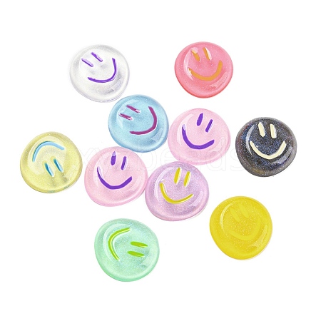 Transparent Resin Glitter Cabochons RESI-D003-11-1