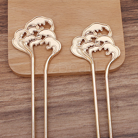 Alloy Sea Wave Hair Sticks for Enamel OHAR-PW0006-16A-1