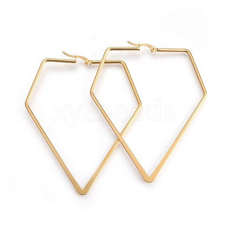 201 Stainless Steel Angular Hoop Earrings EJEW-A053-10G-1