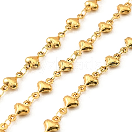 304 Stainless Steel Heart Link Chains CHS-G042-01G-04-1